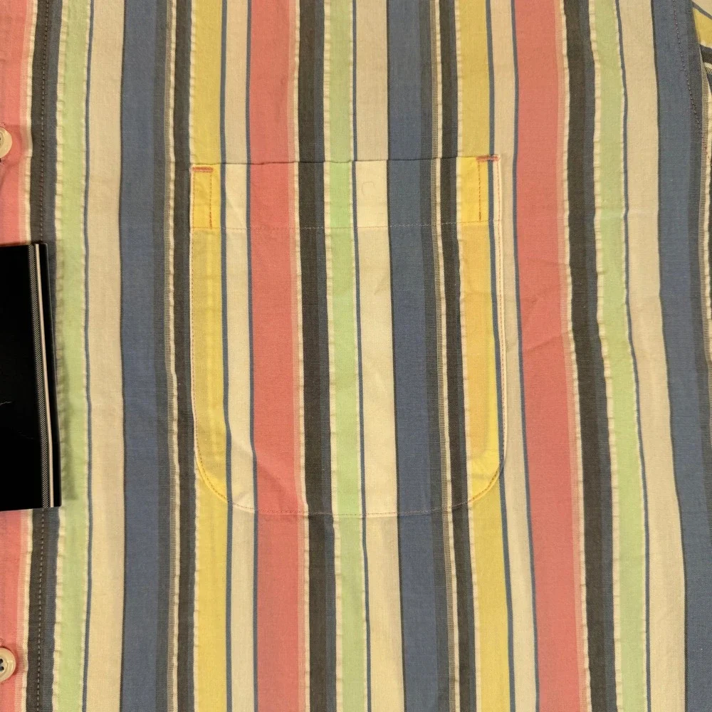 Roundtree & Yorke Mens XXL Vertical Stripe Short Sleeve Button Down NWT #3553 - Picture 4 of 7